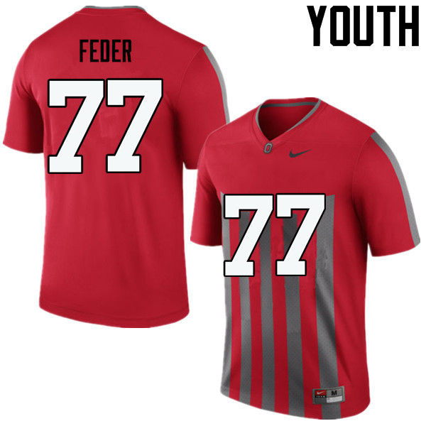 Ohio State Buckeyes Kevin Feder Youth #77 Throwback Game Stitched College Football Jersey